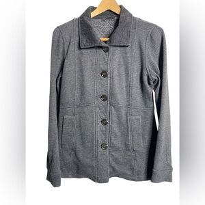 Prana solid gray Heathered Catrina Jacket Button Down Long Sleeve fleece SZ-M